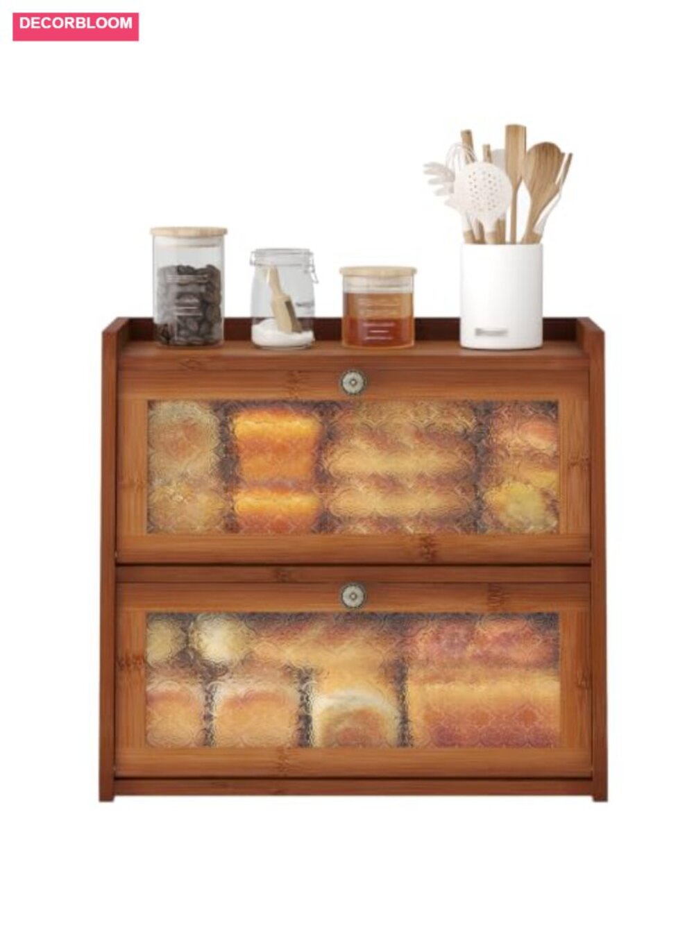 Bamboo Vintage Bread Box Double Layer Large Kitchen Storage